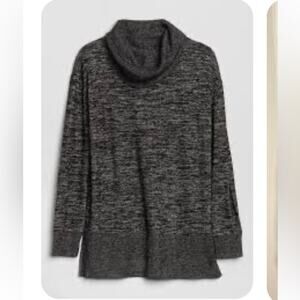 Gap Softspun Heathered Gray Black Cowl Neck Sweater, EUC, Size Small Tall